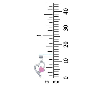 Love Heart Charm Pendant Lab Created Pink Opal 925 Sterling Silver